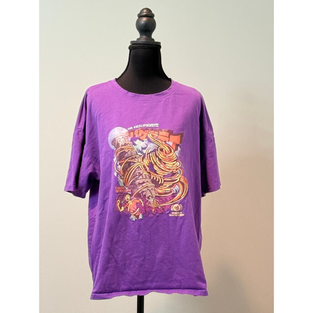 Romwe The Kaiju Spaghetti Pastazilla T-Shirt in Purple